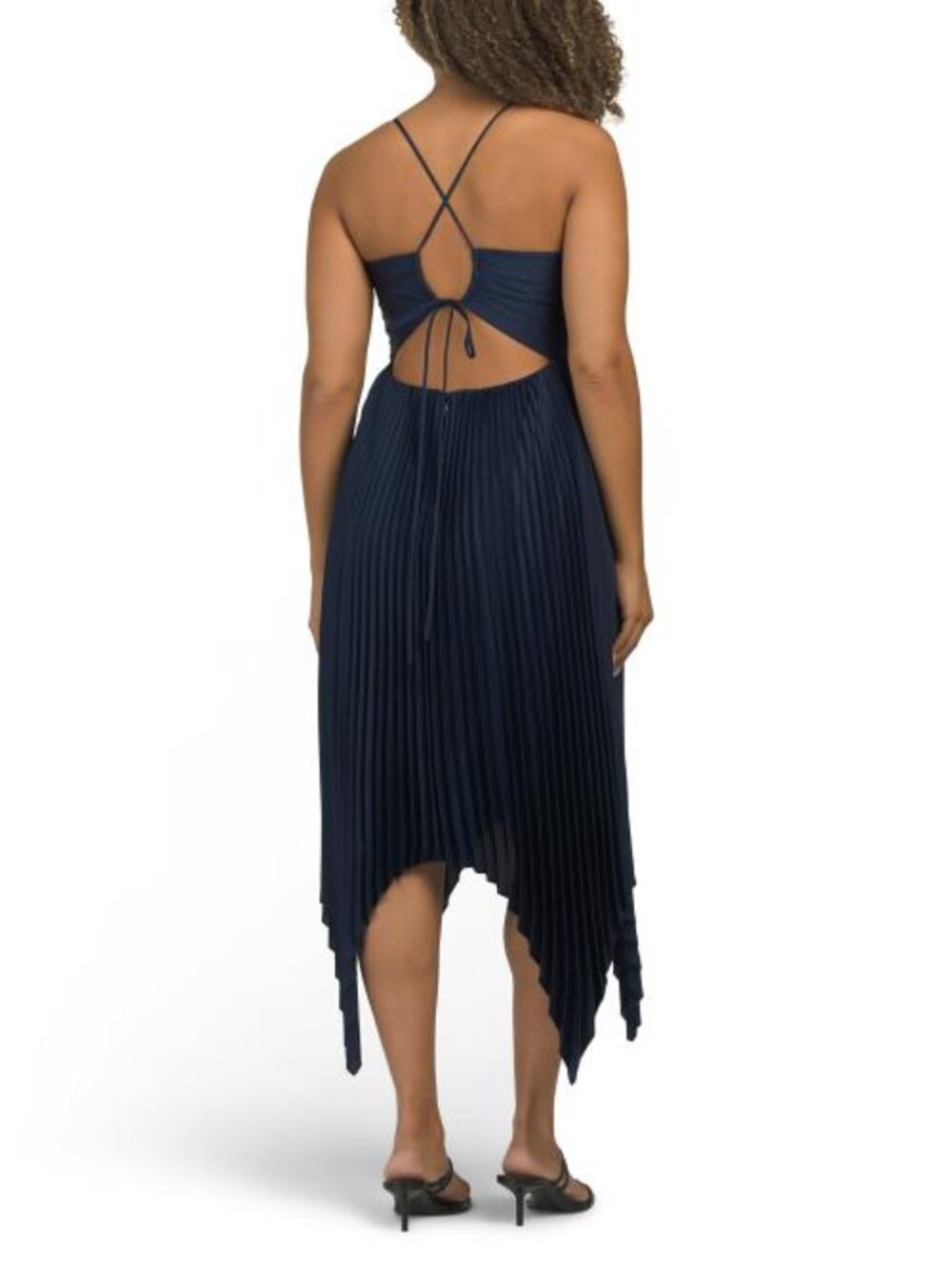 MILLY Joanna Solid Pleated Satin Dress - Picture 2 of 3